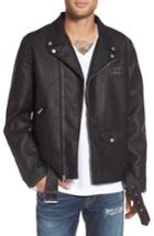 Men's Members Only Faux Leather Moto Jacket - Black