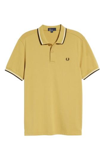 Men's Fred Perry Extra Trim Fit Twin Tipped Pique Polo - Yellow