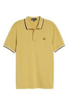 Men's Fred Perry Extra Trim Fit Twin Tipped Pique Polo - Yellow