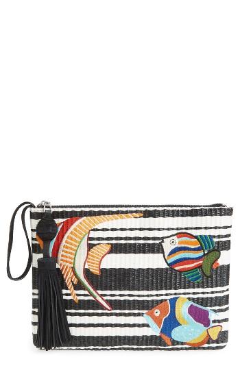 Sam Edelman Synthia Straw Clutch - Black