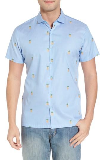 Men's Tori Richard Dole 'n' Row Trim Fit Embroidered Sport Shirt - Blue