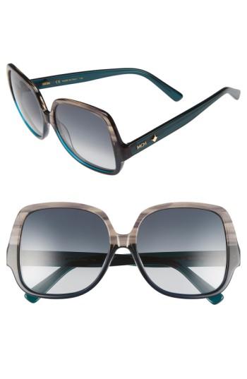 Women's Mcm 58mm Square Sunglasses - Striped Grey/ Petrol