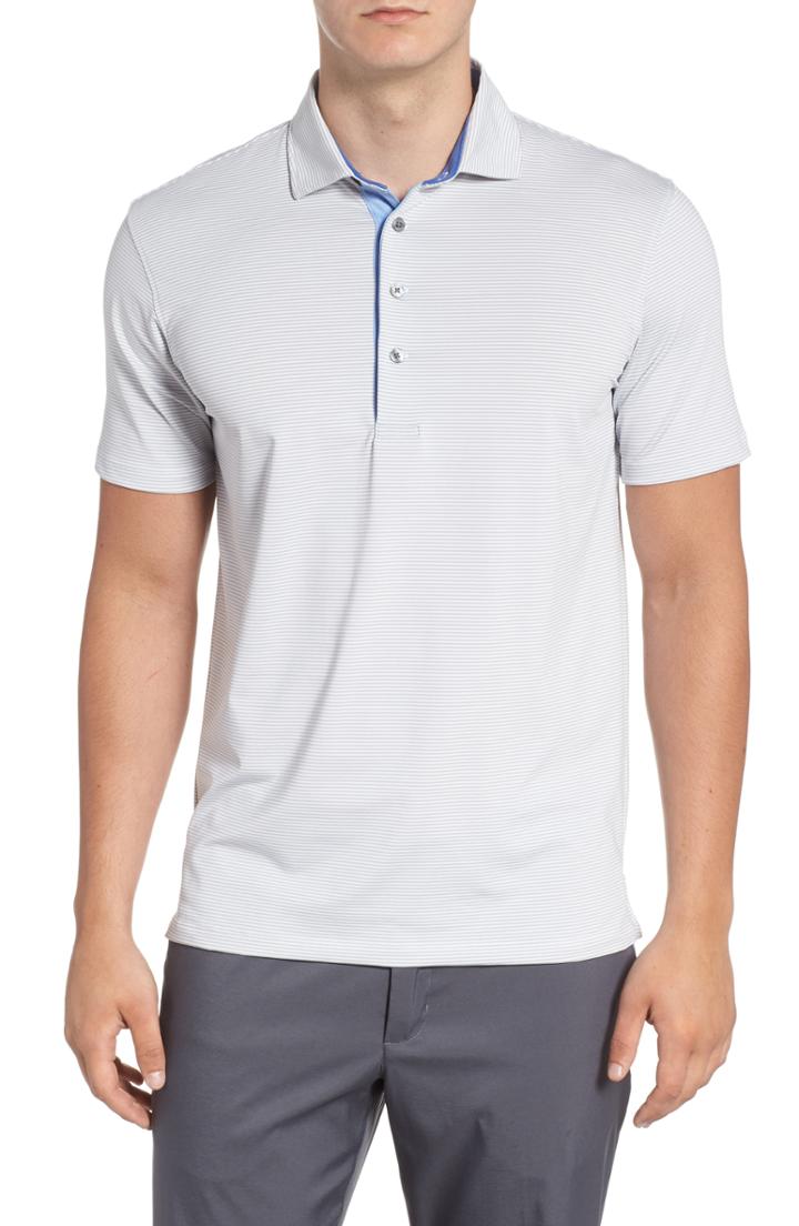 Men's Greyson Saranac Trim Fit Feeder Stripe Polo, Size - Grey
