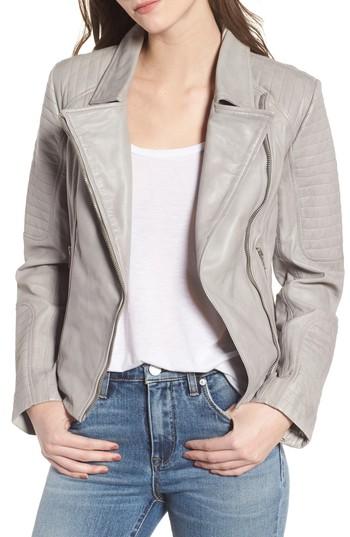 Women's Bb Dakota Dominic Leather Moto Jacket - Grey