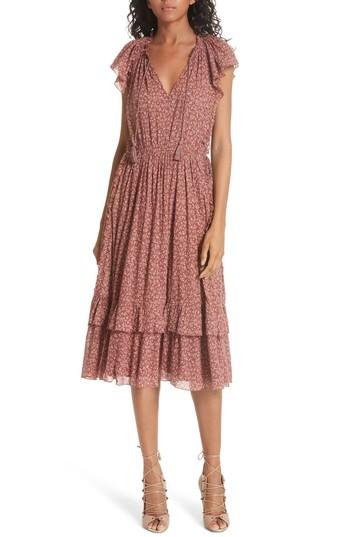 Women's Ulla Johnson Anja Tassel Tie Dress - Coral