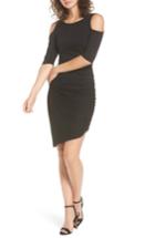 Women's Soprano Ruched Cold Shoulder Dress - Black