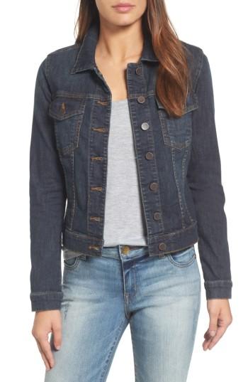 Petite Women's Kut From The Kloth 'helena' Denim Jacket P - Blue