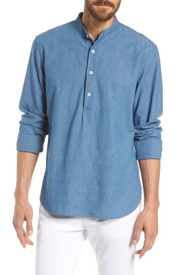 Men's Bonobos Slim Fit Solid Popover Sport Shirt R - Blue
