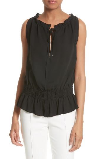 Women's Theory Dezzie Silk Georgette Top, Size - Black