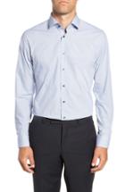 Men's Calibrate Trim Fit Stretch Non-iron Geometric Dress Shirt .5 34/35 - Grey