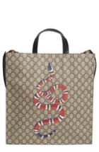 Men's Gucci Snake Print Canvas Tote - Black