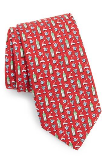 Men's Vineyard Vines Gin-gle Bell Silk Tie, Size - Red