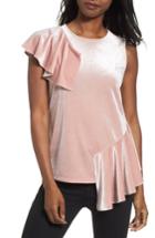 Women's Halogen Velvet Ruffle Top, Size - Pink