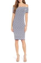 Women's Michael Michael Kors Ottoman Off The Shoulder Body-con Dress - Blue