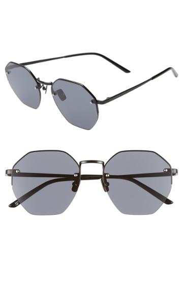 Women's Diff Nova 50mm Polarized Semi Rimless Geo Sunglasses - Black/ Smoke