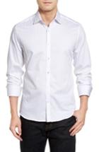 Men's Stone Rose Herringbone Stripe Sport Shirt - White