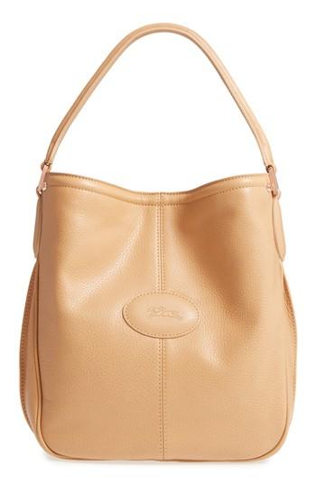 Longchamp 'mystery' Leather Hobo - Beige