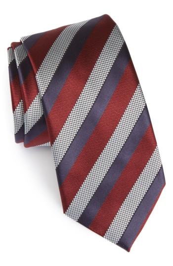 Men's Ermenegildo Zegna Stripe Silk Tie, Size - Burgundy