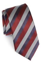 Men's Ermenegildo Zegna Stripe Silk Tie, Size - Burgundy