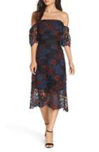 Women's Sam Edelman Three-tone Off The Shoulder Lace Midi Dress - Black