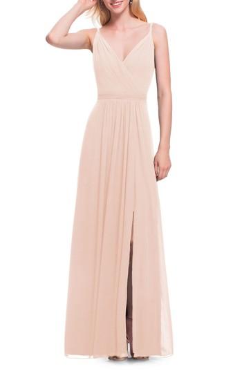 Women's #levkoff Surplice Neck Chiffon Gown - Pink