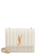 Saint Laurent Small Vicky Leather Wallet On A Chain - Ivory