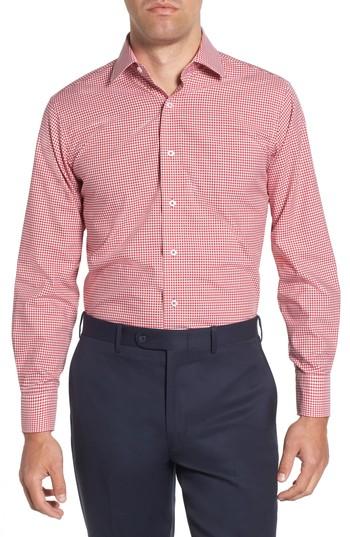 Men's Lorenzo Uomo Trim Fit Check Dress Shirt - 34 - Red
