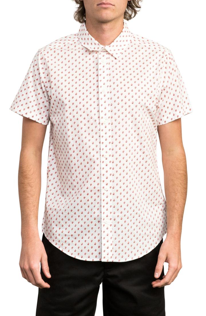 Men's Rvca Mini Paisley Woven Shirt, Size - Ivory