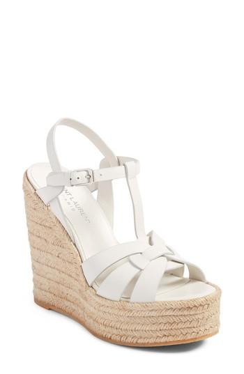 Women's Saint Laurent Tribute Espadrille Wedge Us / 40eu - White