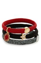 Marc Jacobs Set Of 3 Logo Disco Charm Ponytail Holders, Size - Red