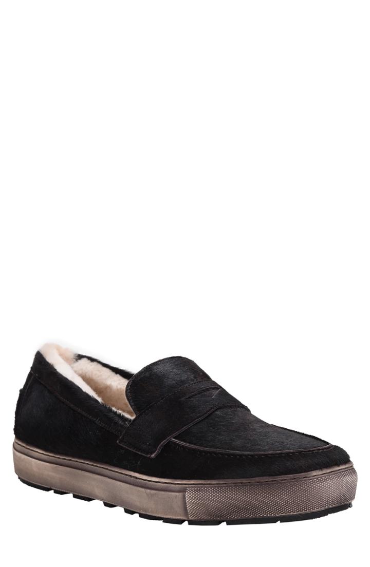 Men's Ross & Snow Matteo Genuine Shearling Lined Loafer Sneaker M - Black