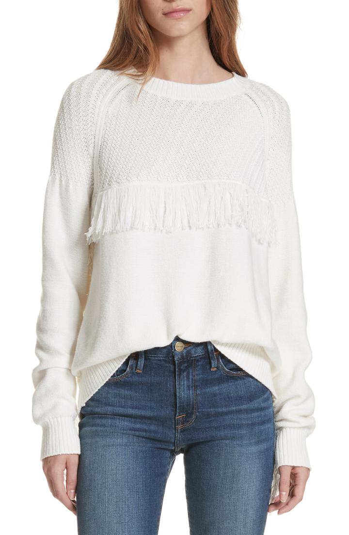 Women's Frame Fringe Crewneck Sweater