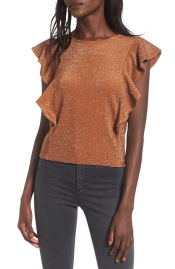 Women's Leith Shine Double Ruffle Top - Brown