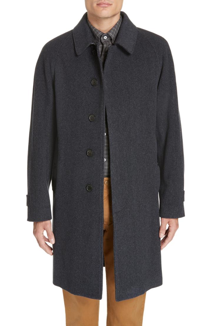 Men's Burberry Camden Wool Blend Car Coat Eu - Grey