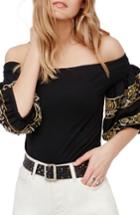Women's Free People Rock With It Off The Shoulder Top - Black