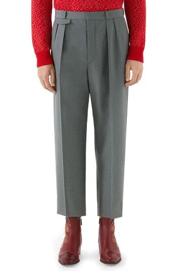 Men's Gucci High Waist Wide Leg Trousers Eu - Grey