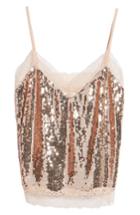 Women's Soprano Lace Trim Sequin Camisole Top - Metallic