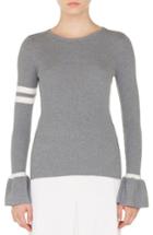 Women's Akris Punto Stripe Wool Bell Sleeve Sweater - Grey