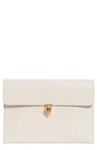 Alexander Mcqueen Calfskin Leather Envelope Clutch - Ivory