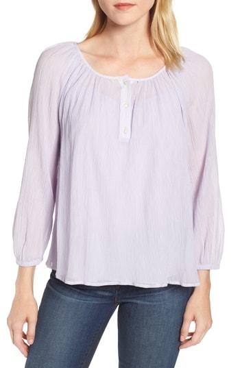 Women's J.crew Point Sur Crinkled Cotton & Silk Popover Top - Purple