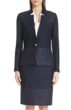 Women's St. John Collection Caris Geo Lace Trim Knit Jacket - Blue