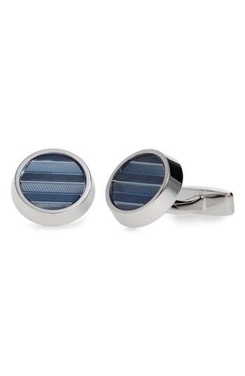Men's Boss Kay Round Herringbone Cuff Links