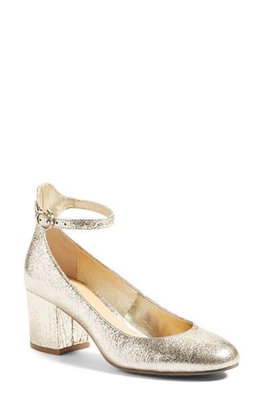 Women's Bp. Ankle Strap Block Heel Pump .5 M - Metallic