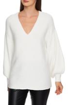 Women's 1.state Blouson Sleeve V-neck Sweater, Size - White