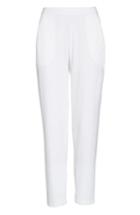 Petite Women's Eileen Fisher Stretch Organic Cotton Slim Slouchy Ankle Pants, Size P - White
