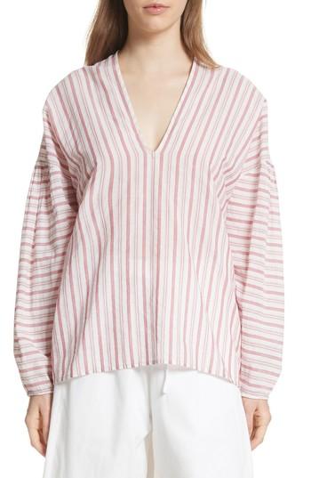 Women's Vince Stripe Cotton Top - Red