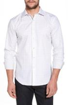 Men's Bugatchi Slim Fit Windowpane Check Sport Shirt - White