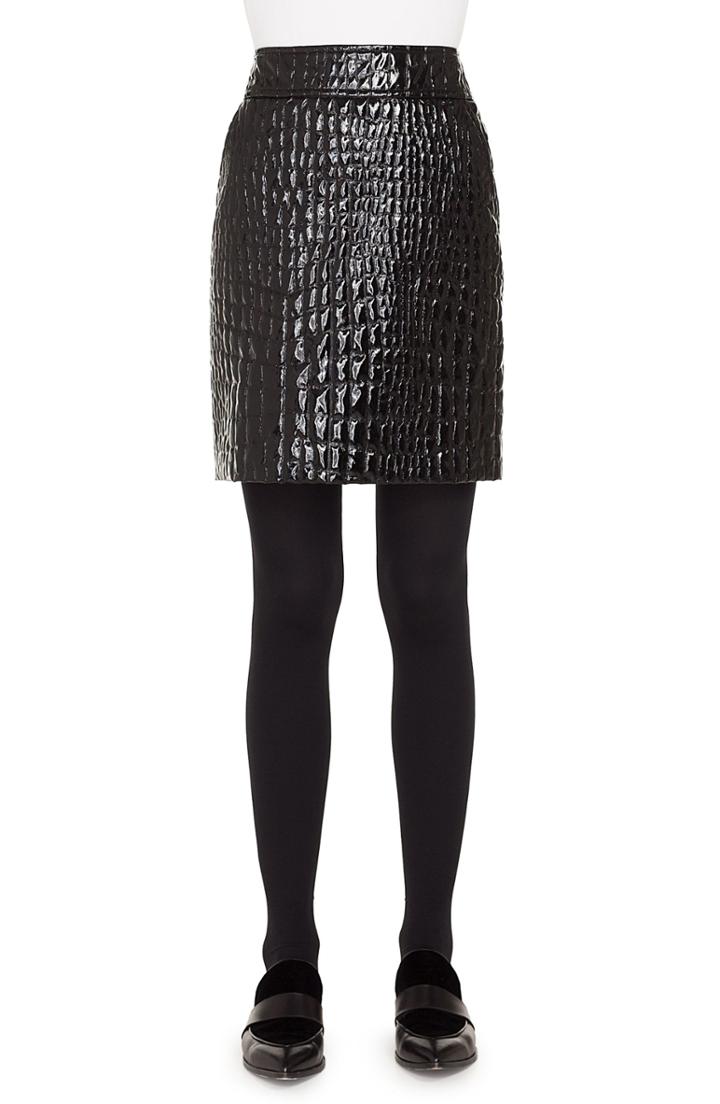 Women's Akris Punto Croc Embossed Faux Patent Leather Skirt