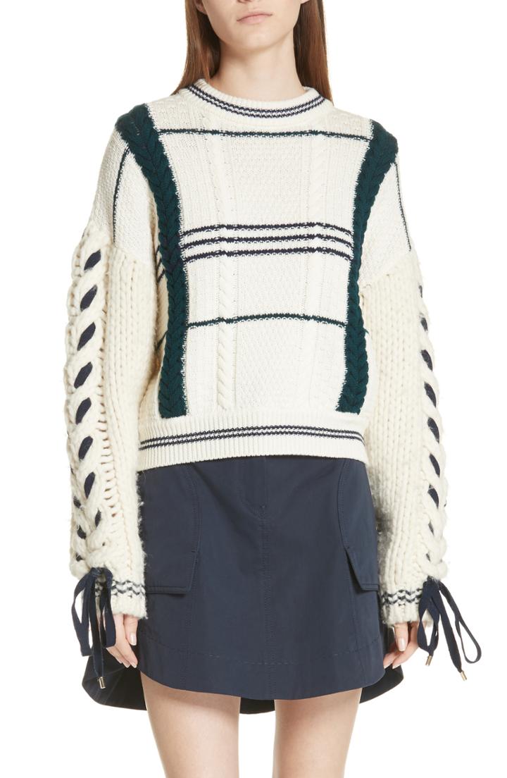 Women's Carven Cable Knit Merino Wool & Alpaca Sweater