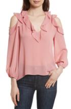 Women's Alice + Olivia Gia Ruffle Cold Shoulder Blouse - Pink